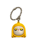 Keychain with a cartoon character in a yellow hood on a white background